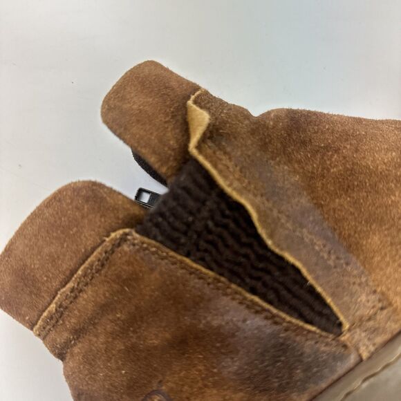 Born Brown Suede Wool Ankle Boots Side Zip Flat Comfort F03226 Womens 8.5 M - Picture 13 of 14